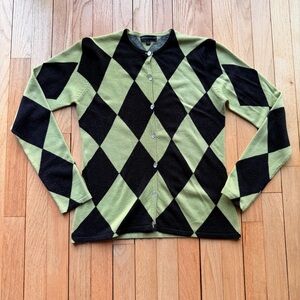 Carolyn Taylor women’s  Diamond Pattern Cardigan - Black and Green